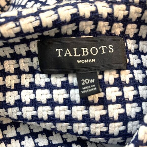 Talbots Women's Navy & White Patterned Blazer Size 20W 100% Cotton Classic - Picture 6 of 8